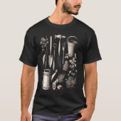 Florist Gardener Dad Grayscale Gardening Tools  2 Tシャツ (正面)