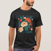 Florist Roses Pattern Illustration Flowers Leaf Wo Tシャツ (正面)