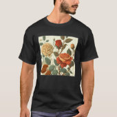 Florist Roses Pattern Illustration Flowers Leaf Wo Tシャツ (正面)