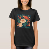Florist Roses Pattern Illustration Flowers Leaf Wo Tシャツ (正面)
