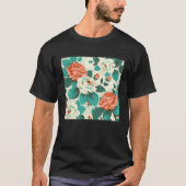 Florist Roses Pattern Illustration Flowers Leaf Wo Tシャツ (正面)