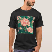 Florist Roses Pattern Illustration Flowers Leaf Wo Tシャツ (正面)