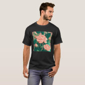 Florist Roses Pattern Illustration Flowers Leaf Wo Tシャツ (正面フル)