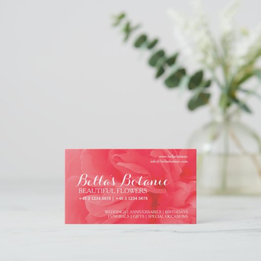 Floristryのオレンジ赤のピンクの花屋の名刺 名刺 (スタンド正面)