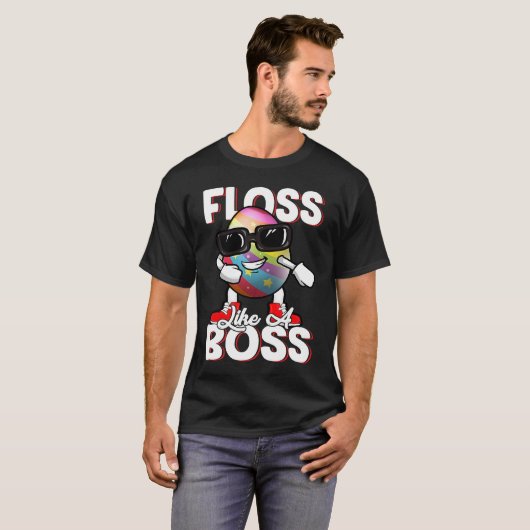 Floss Like A Boss Flossing Egg Sunglasses Happy Ea Tシャツ (正面フル)