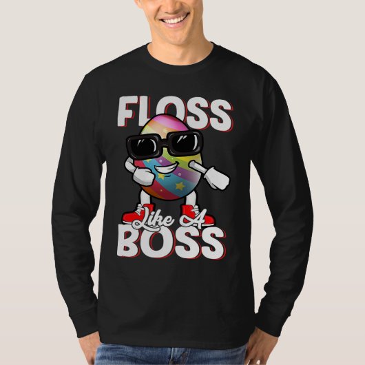 Floss Like A Boss Flossing Egg Sunglasses Happy Ea Tシャツ (正面)
