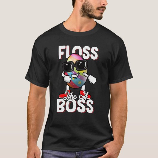 Floss Like A Boss Flossing Egg Sunglasses Happy Ea Tシャツ (正面)