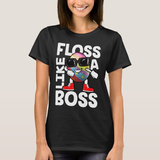 Floss Like A Boss Flossing Egg Sunglasses Happy Ea Tシャツ (正面)
