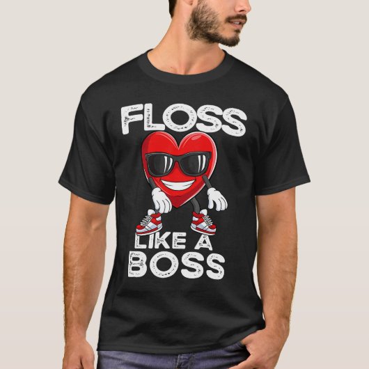 Floss Like a Boss Hearts Valentines Day Boys Girls Tシャツ (正面)