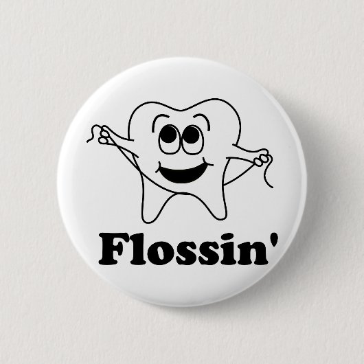 Flossin (幸せな歯と!) 缶バッジ (正面)