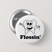 Flossin (幸せな歯と!) 缶バッジ (正面&裏面)