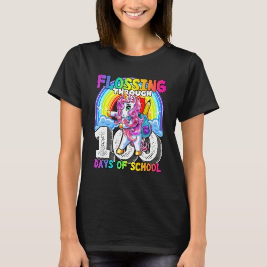 Flossing Through 100 Days Of School Flossing Unico Tシャツ (正面)