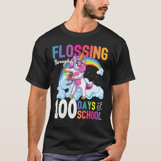 Flossing Through 100 Days Of School Flossing Unico Tシャツ (正面)