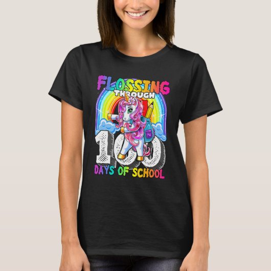 Flossing Through 100 Days Of School Flossing Unico Tシャツ (正面)