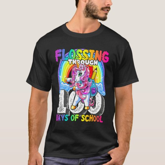 Flossing Through 100 Days Of School Flossing Unico Tシャツ (正面)
