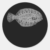 Flounder Fish Fisherman  ラウンドシール (正面)