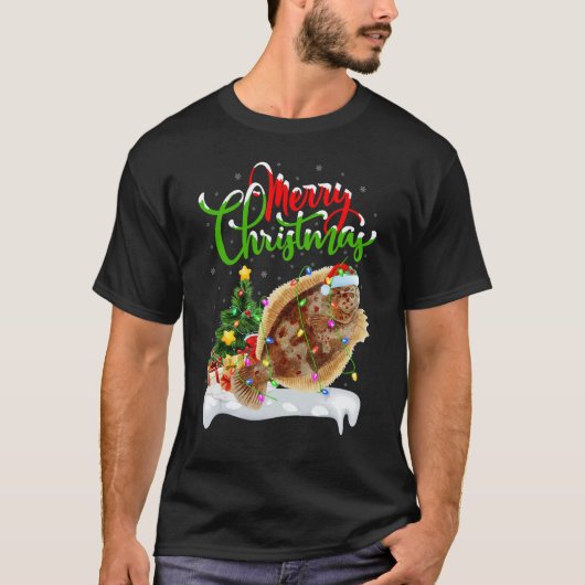 Flounder Fish   Xmas Decoration Santa Flounder Chr Tシャツ (正面)