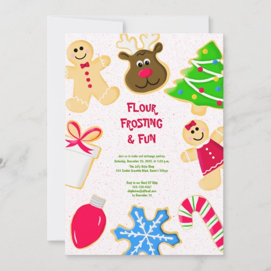 Flour Frosting Fun Kids Cookie Exchange Party 招待状 (正面)