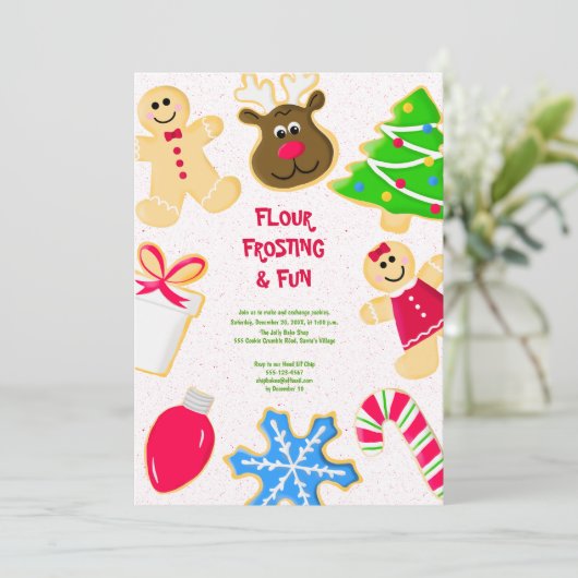 Flour Frosting Fun Kids Cookie Exchange Party 招待状 (スタンド正面)