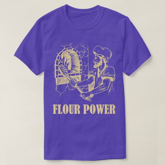 Flour power man at work baking bakery men tシャツ (デザイン正面)