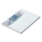 Flourish Abstract Modern Fractal Flower With Blue ノートパッド (回転)