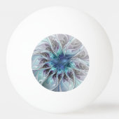 Flourish Abstract Modern Fractal Flower With Blue 卓球ボール (裏面)