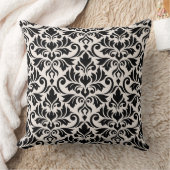 Flourish Damask 2Way Big Ptn Black + Cream クッション (ブランケット)