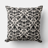 Flourish Damask 2Way Big Ptn Black + Cream クッション (正面)