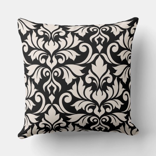 Flourish Damask Art I 2Way Black + Cream クッション (裏面)