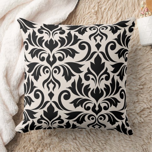 Flourish Damask Art I 2Way Black + Cream クッション (ブランケット)