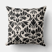 Flourish Damask Art I 2Way Black + Cream クッション (正面)