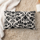 Flourish Damask Art I 2Way Black + Cream ランバークッション (ブランケット)