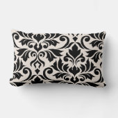 Flourish Damask Art I 2Way Black + Cream ランバークッション (正面)