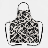 Flourish Damask Art I Black on Cream エプロン (正面)