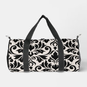 Flourish Damask Art I Black on Cream ダッフルバッグ (正面)