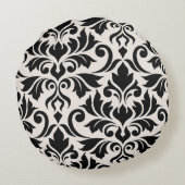 Flourish Damask Art I Black on Cream ラウンドクッション (裏面)