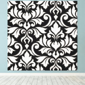 Flourish Damask Art I Cream on Black キャンバスプリント (インサイチュ (ウッドフロア))