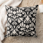 Flourish Damask Art I Cream on Black クッション (ブランケット)