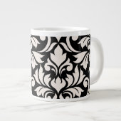 Flourish Damask Art I Cream on Black ジャンボコーヒーマグカップ (正面右)