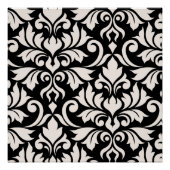Flourish Damask Art I Cream on Black ポスター (正面)