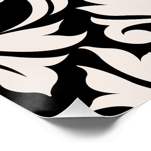 Flourish Damask Art I Cream on Black ポスター (コーナー)