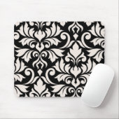 Flourish Damask Art I Cream on Black マウスパッド (マウス)