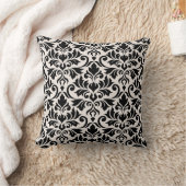 Flourish Damask Big Pattern Black on Cream クッション (ブランケット)