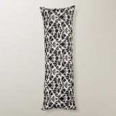 Flourish Damask Big Pattern Black on Cream ボディピロー (裏面 (縦))