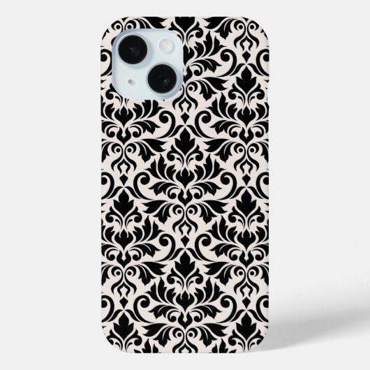 Flourish Damask Big Pattern Black on Cream Case-Mate iPhoneケース (裏面)