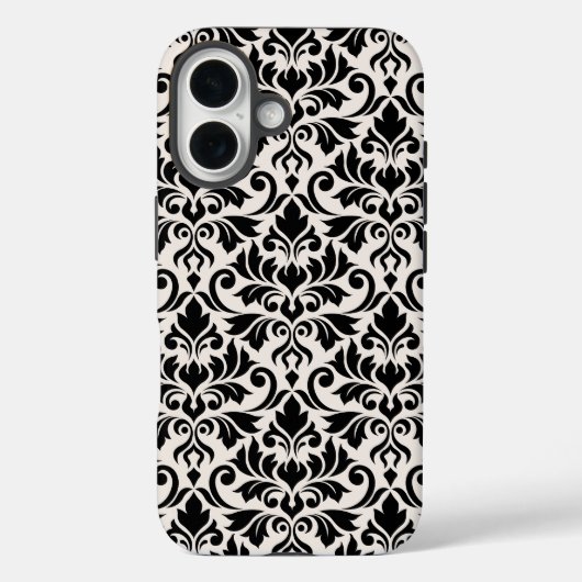 Flourish Damask Big Pattern Black on Cream Case-Mate iPhoneケース (裏面)