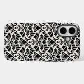 Flourish Damask Big Pattern Black on Cream Case-Mate iPhoneケース (裏面 (横))