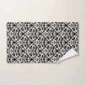 Flourish Damask Pattern Black on Cream バスタオルセット (ハンドタオル)