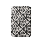 Flourish Damask Pattern Black on Cream バスマット (正面縦)
