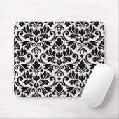 Flourish Damask Pattern Black on Cream マウスパッド (マウス)